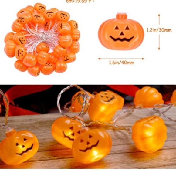 Halloween Decorations 19.7Ft 40LED Pumpkin String Lights, Battery Operated - Picture 4 of 4